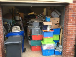 The garage in need of decluttering