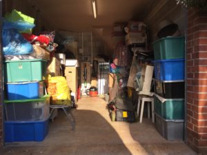 The decluttering well under way. A garage interior looking quite organised. This was the garage we found this time.