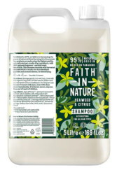 A 5 litre container of Fairth in Nature seaweed and citrus shampoo.