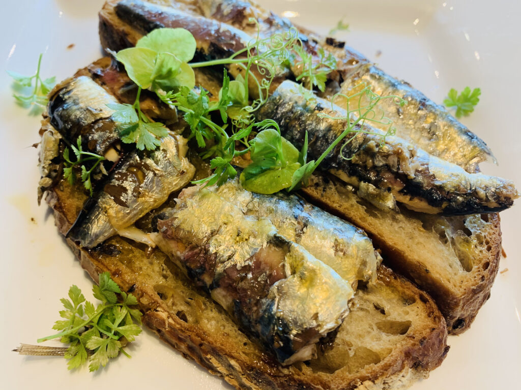 Sardines on white toast