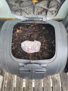 Net bag inside tumbling computer barrel