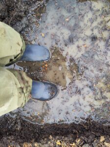 Wellies in the mud